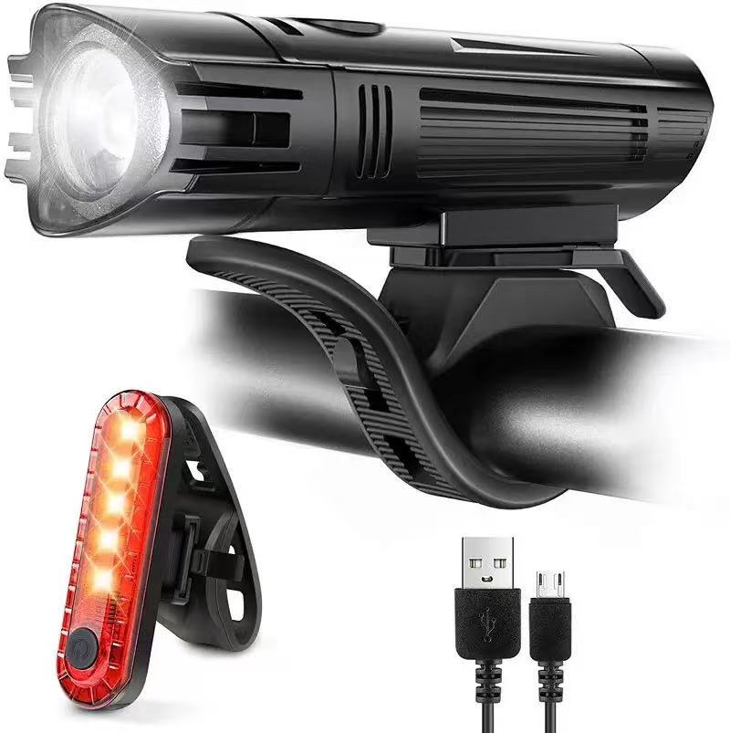 350 Lumens USB Rechargeable Bicycle Light Set 4 Modes Front Headlight And Rear Taillight 100m Beam Range photo 1