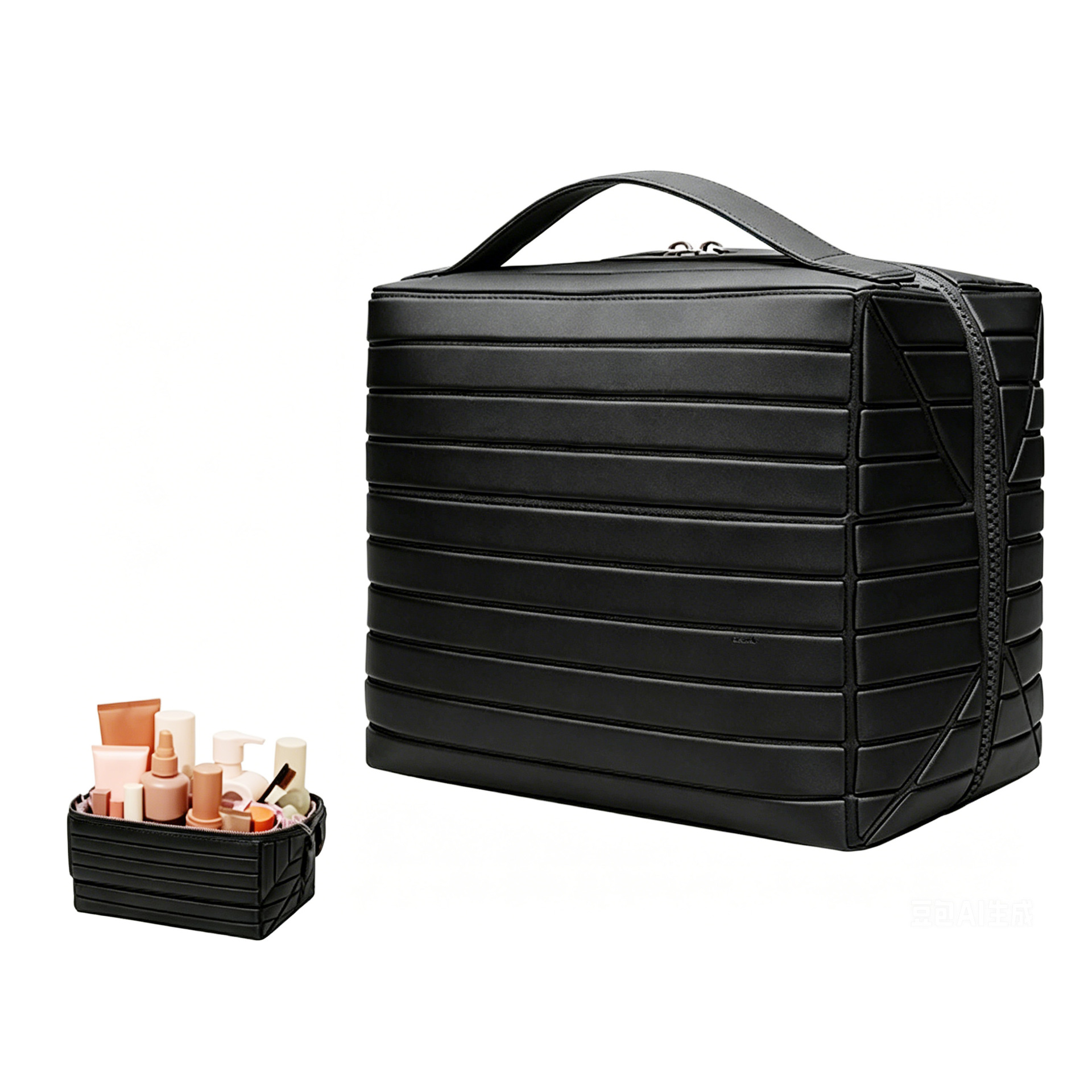 Foldable Standing Makeup Bag With Large Capacity And Multiple Compartments, Portable Toiletry Bag, Travel Skincare Products, Cosmetics Storage Bag photo 1