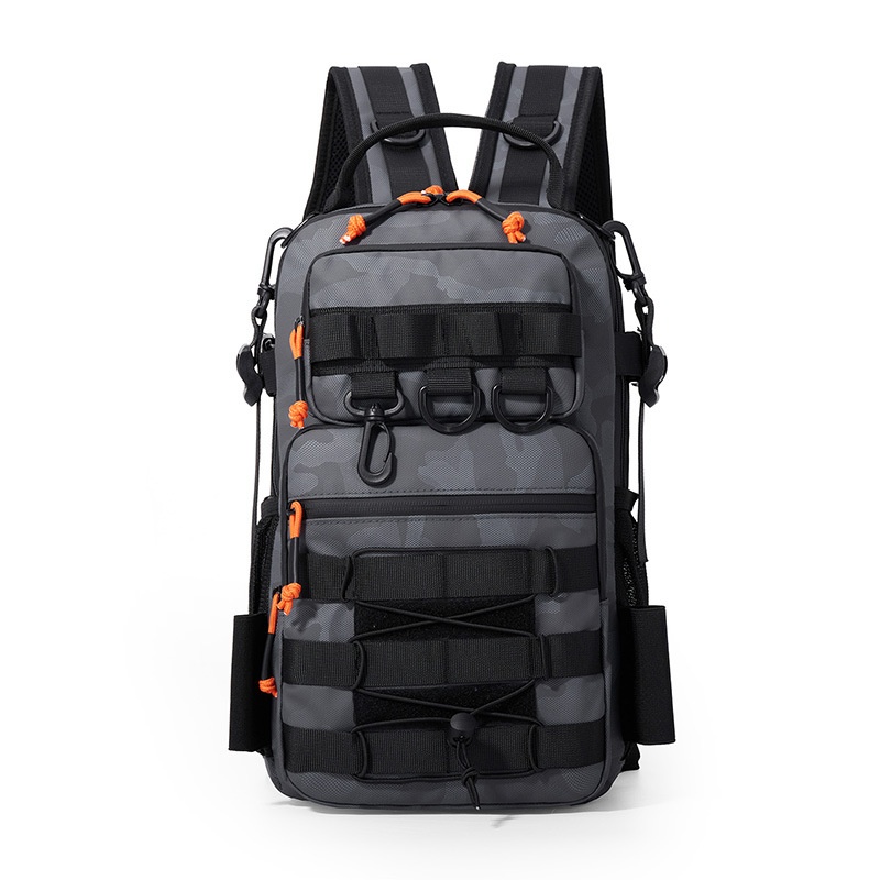 New Outdoor Lure Bag - Multifunctional Single & Double Shoulder Fishing Gear Backpack Camouflage Lightweight Handheld Fishing Equipment Storage Bag - Grey photo 1