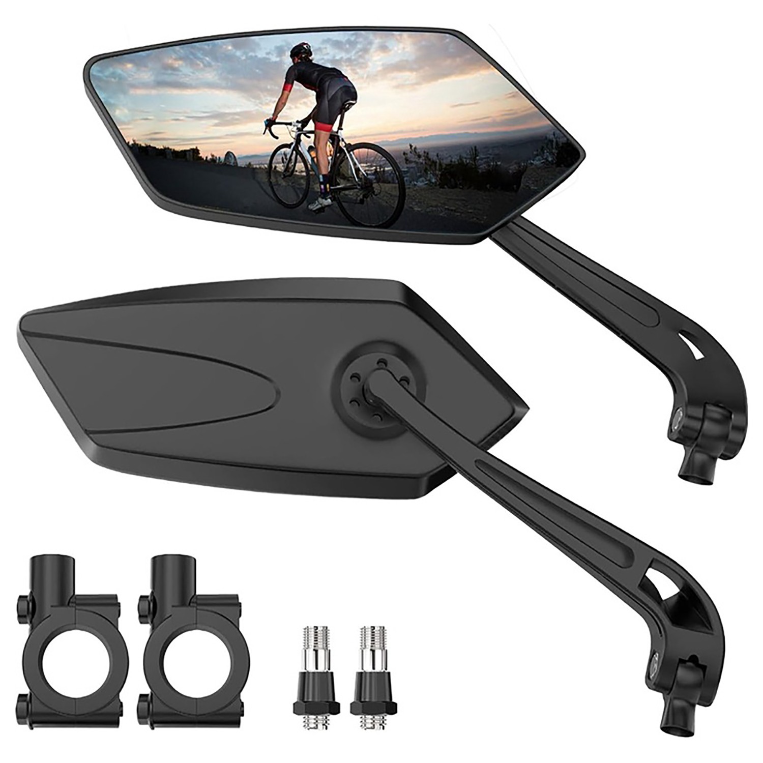 2PCS Cycling Bike Handlebar Mirror 22-25mm For Mountain Road Bike E-Bike Scooter photo 1
