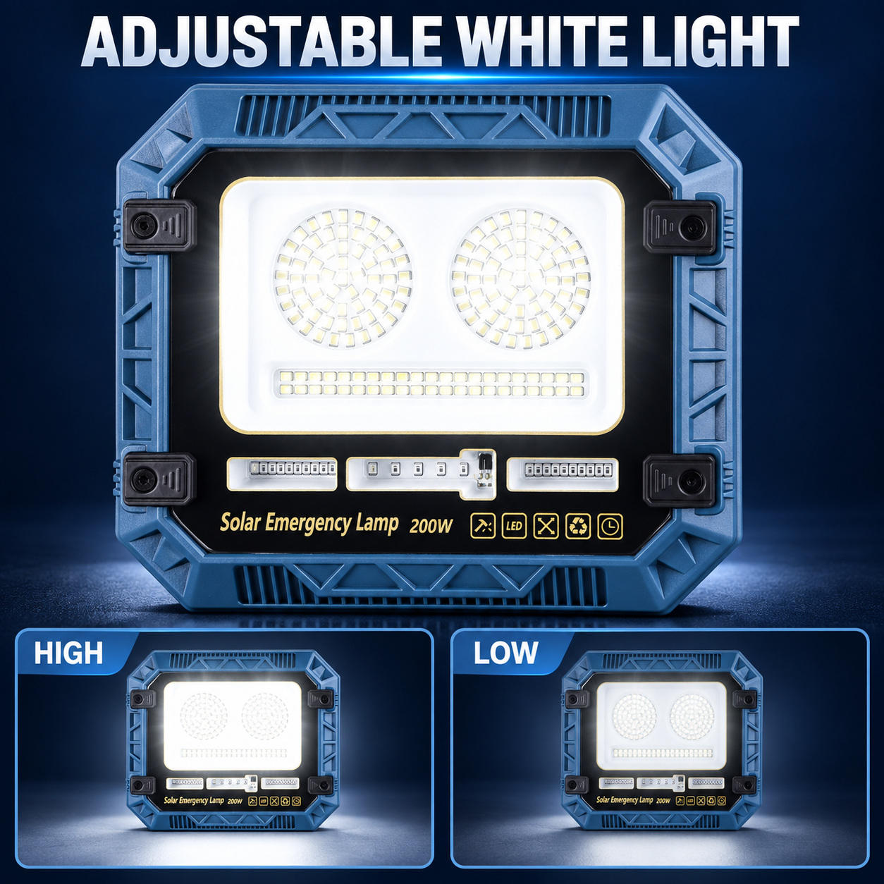 Solar Powered Rechargeable Battery Display 18650 W8115 2 7W LED Flood Light Remote Control Work photo 3
