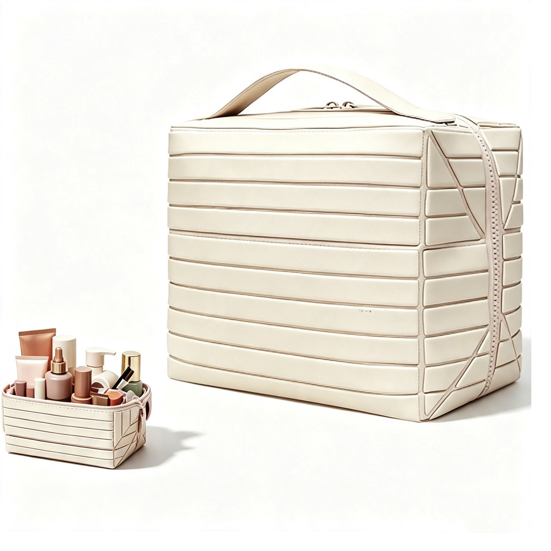 Foldable Standing Makeup Bag With Large Capacity And Multiple Compartments, Portable Toiletry Bag, Travel Skincare Products, Cosmetics Storage Bag photo 1