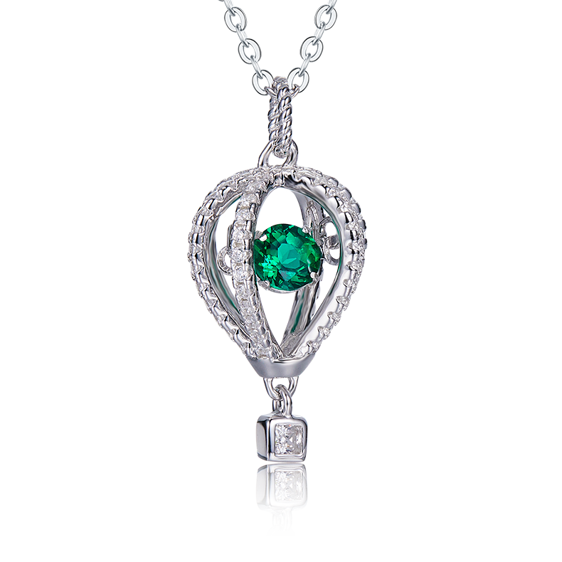 S925 Silver 2.5g 0.52ct Lab-Created Emerald Heart Necklace, 40&5cm photo 2