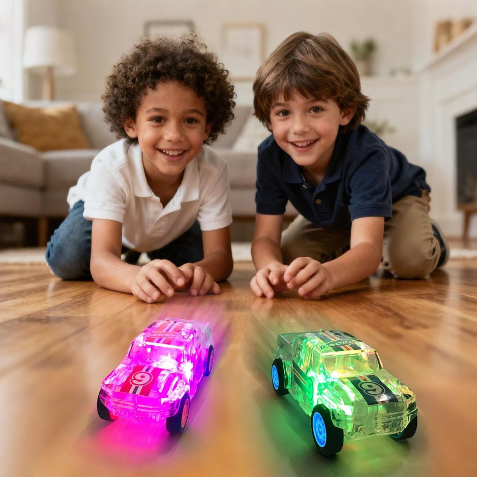 LED Light Up Pickup Truck Toys,Pull Back Cars Toy 2 Pack,Included,Suitable For Toddlers 3 4 5 6 7 8 Year Old Kids For Boys And Girls Birthday photo 3