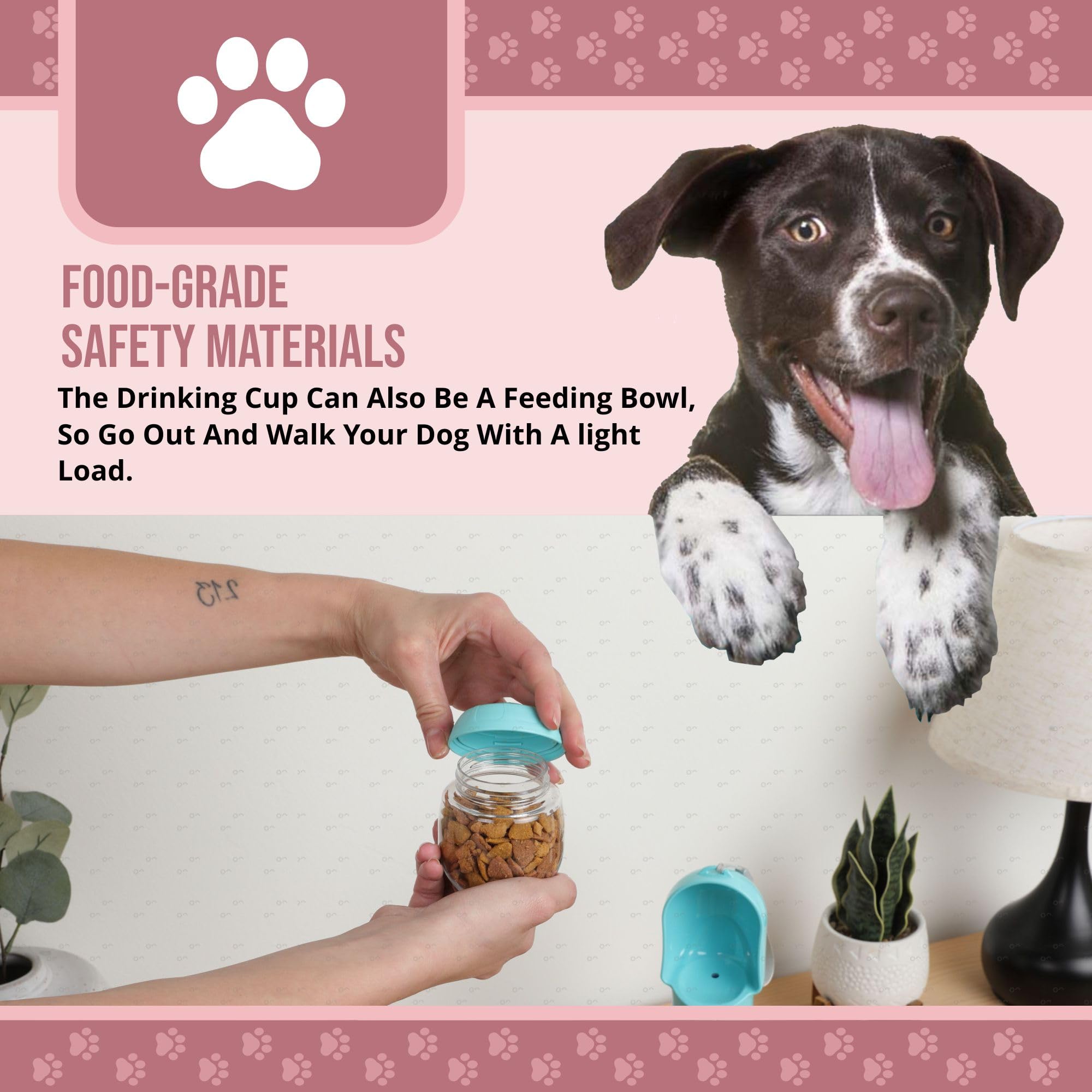 Leak Proof Portable Dog Water Bottle With Bowl  Travel Pet Water Dispenser For Walking & Hiking  Food Grade Plastic  Choose From 3 Colors photo 2