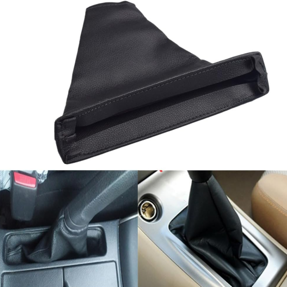 Black Leather Gear Shift And Handbrake Boot Cover For Toyota Corolla 2007-2013 Manual Transmission photo 1