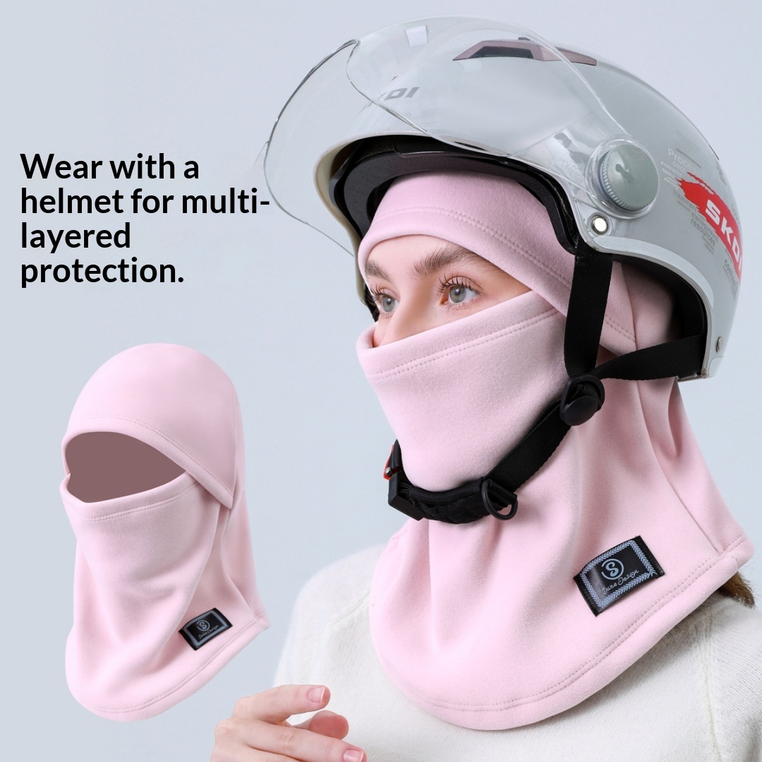 Warm Hood For Men And Women Cycling Electric Bicycles Winter Windproof And Cold-Proof Mask Helmet Neck Scarf All-In-One Hat photo 1