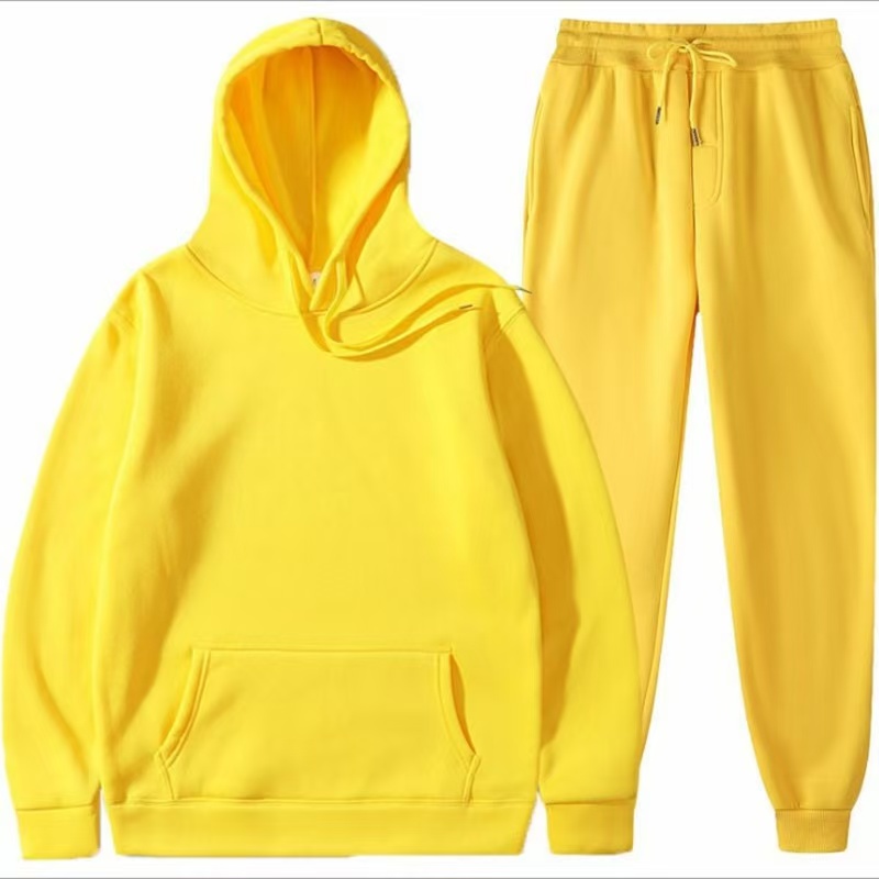 2025 New Men Spring Autumn Solid Hoodie 2Pcs Tracksuit Casual Sport Suit photo 1