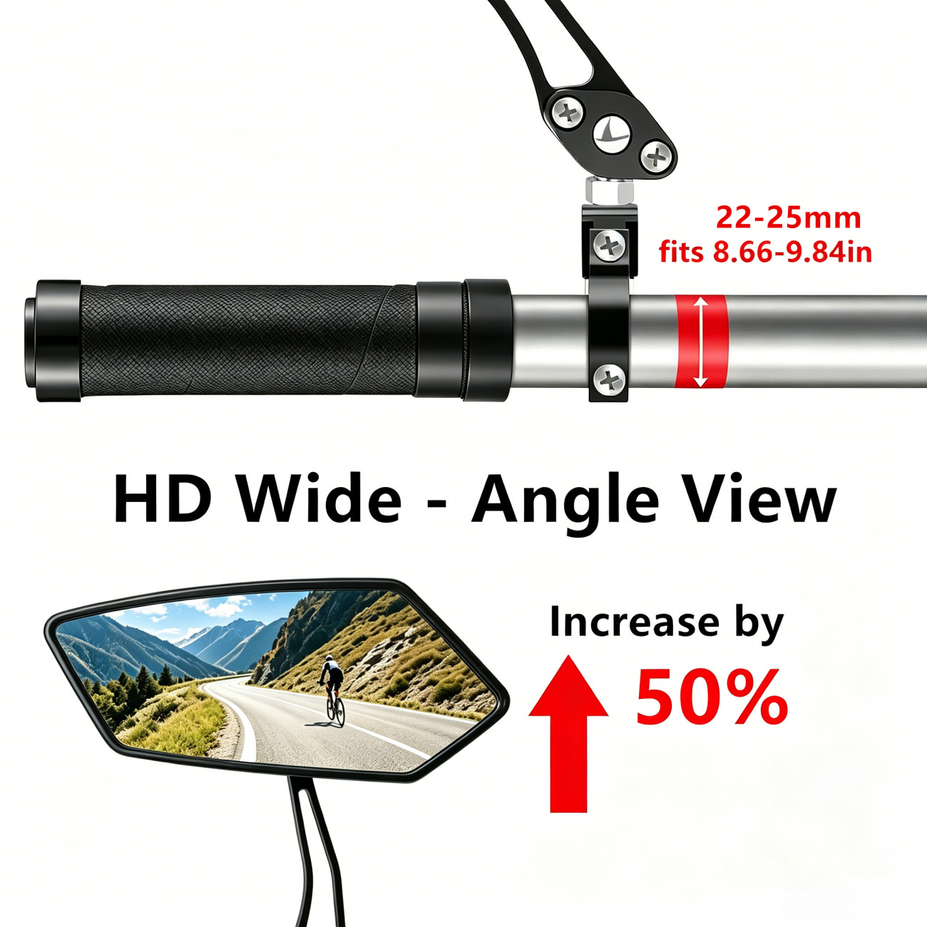 Bike Mirror Rear View Mirror HD Convex Mirror For Bicycle, E-bike, Scooter, 360-degree Rotatable photo 5