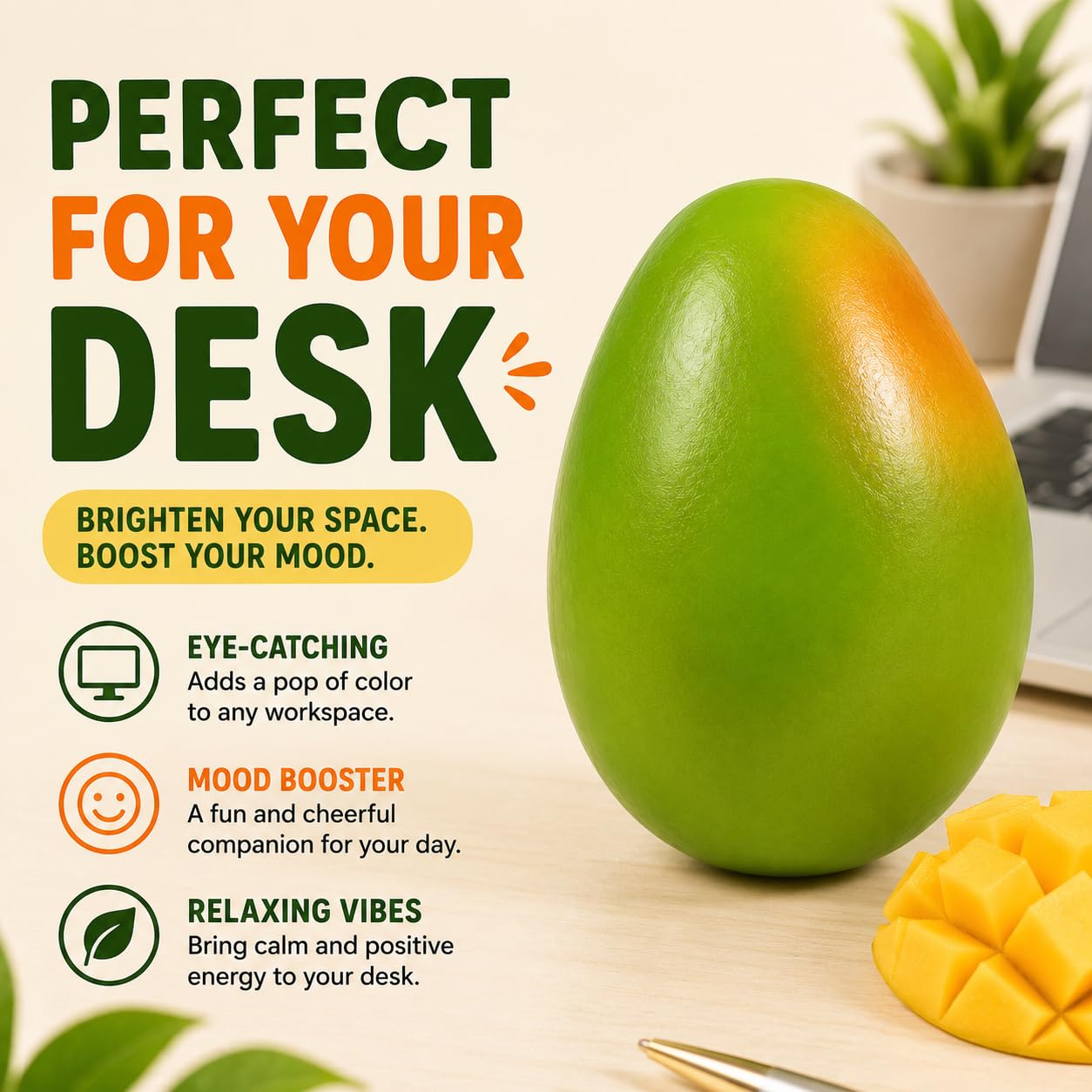1pc Crunchy Mango Squishy ASMR Squeeze Stress Relief Fidget For Adults Crunchy ASMR Experience, Soft Flexible Texture, Satisfying Hand Squeeze For Relaxation, Office Desk Accessory And Adult Gift photo 2