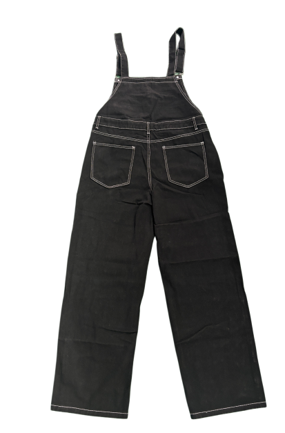 Black Denim Overalls Men Asymmetric One Shoulder Baggy Wide Leg Streetwear Jumpsuit US Ready Stock photo 5