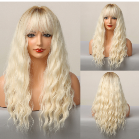 Wig Women's  Bangs Wavy Long Curly Hair photo 3