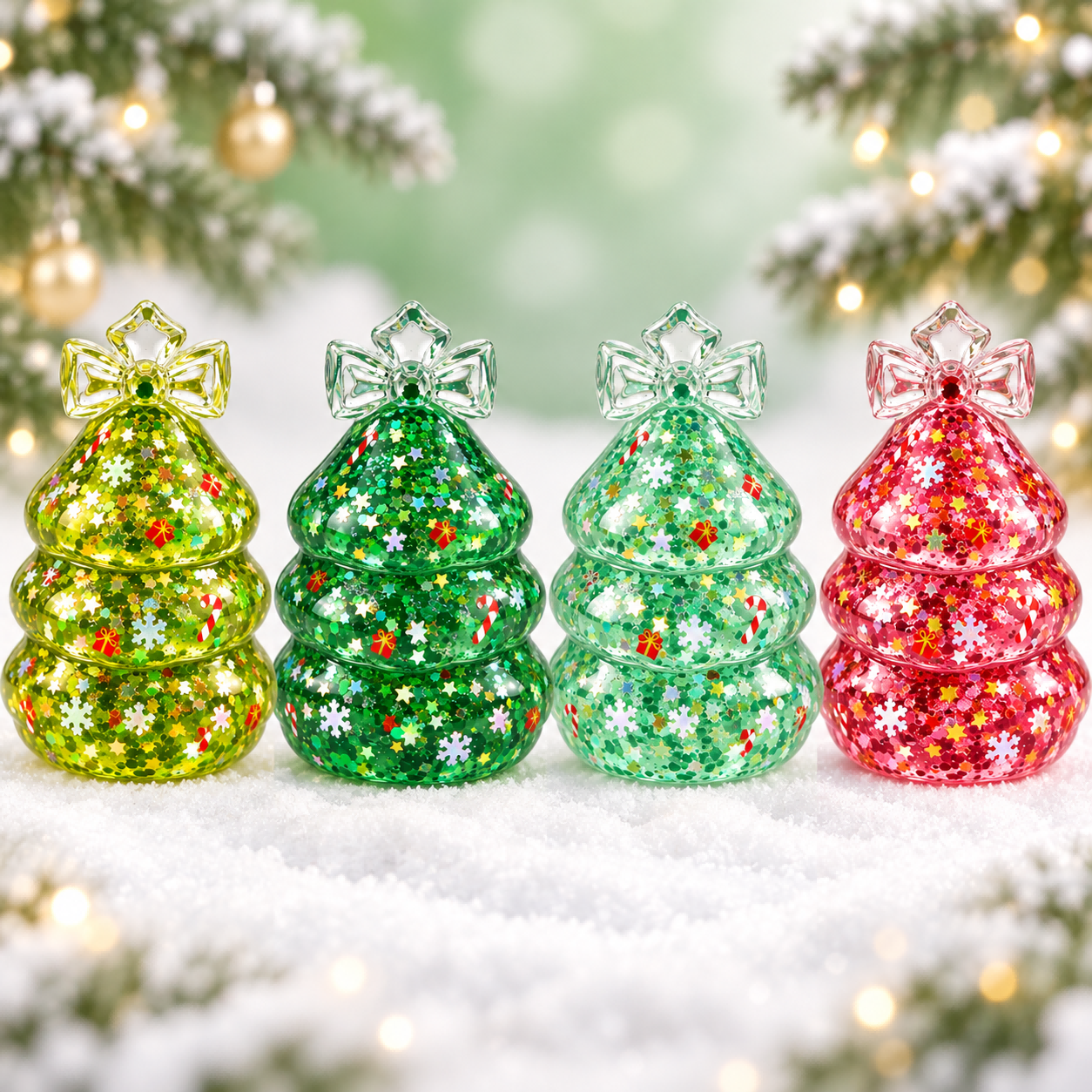 Clear Christmas Tree  Toy, Slow Rising Glitter Squeeze Stress Toy, Sensory Fidget Decompression Toy For Anxiety Relief, Festive Desk Decor Novelty For Adults photo 4