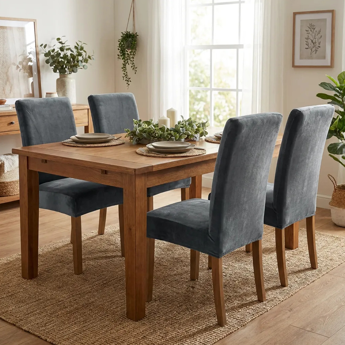 6PCS Large Stretch Dining Chair Covers Seat Chair Covers Removable Slip Covers photo 1