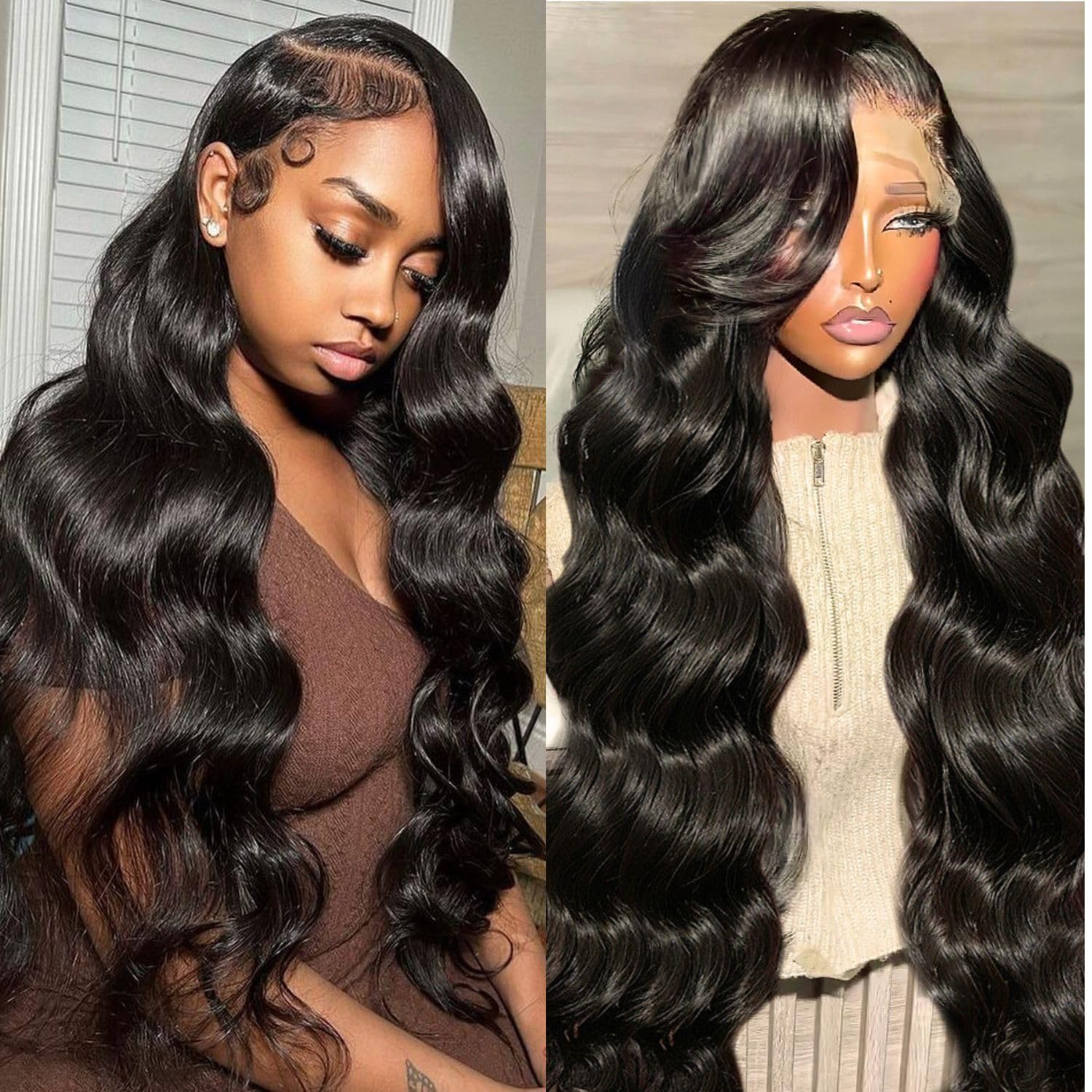 13x6 Front Lace Human Hair Wig, Natural Color, Body Wave, Density photo 8