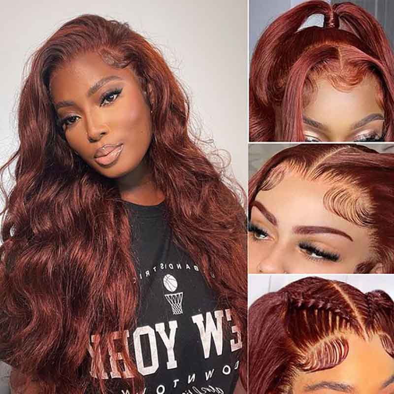 4x6 Lace Human Hair Wig Reddish-Brown Body Wave, Density, 10 Inches photo 3