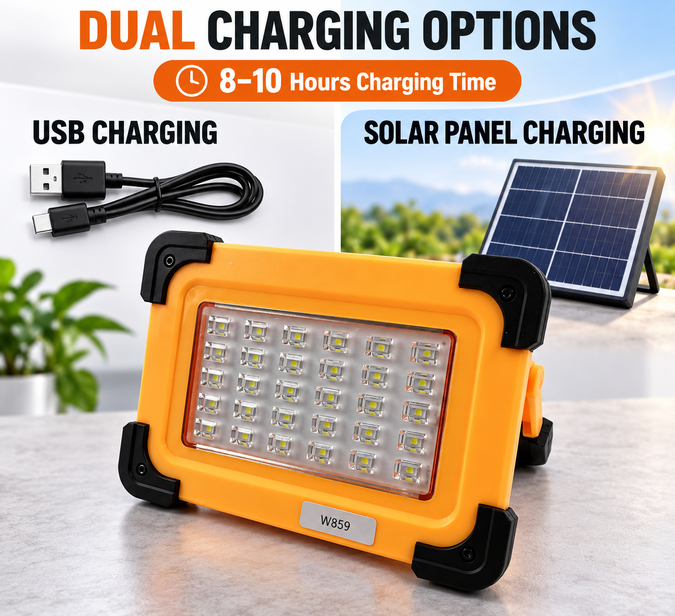 Solar Powered Rechargeable Magnetic COB LED Flood Light W859 6600mAh Battery 5 Hour Runtime Work photo 5