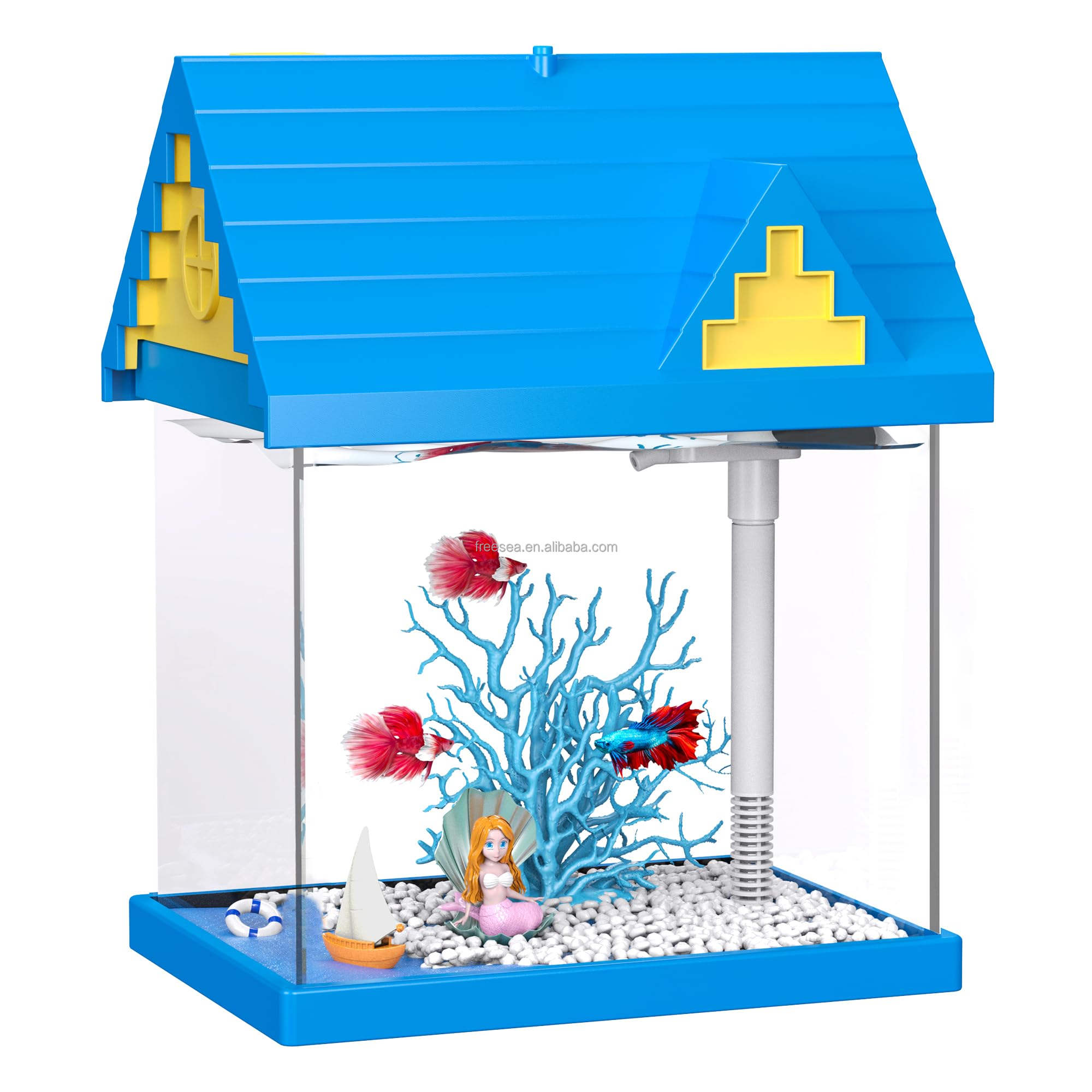 FREESEA 2-gallon Acrylic Fresh-keeping Fish Tank, Equipped With Filtration And Lighting, Suitable For Shrimp, Jellyfish, And Goldfish, Ideal For Children's Bedrooms. photo 1