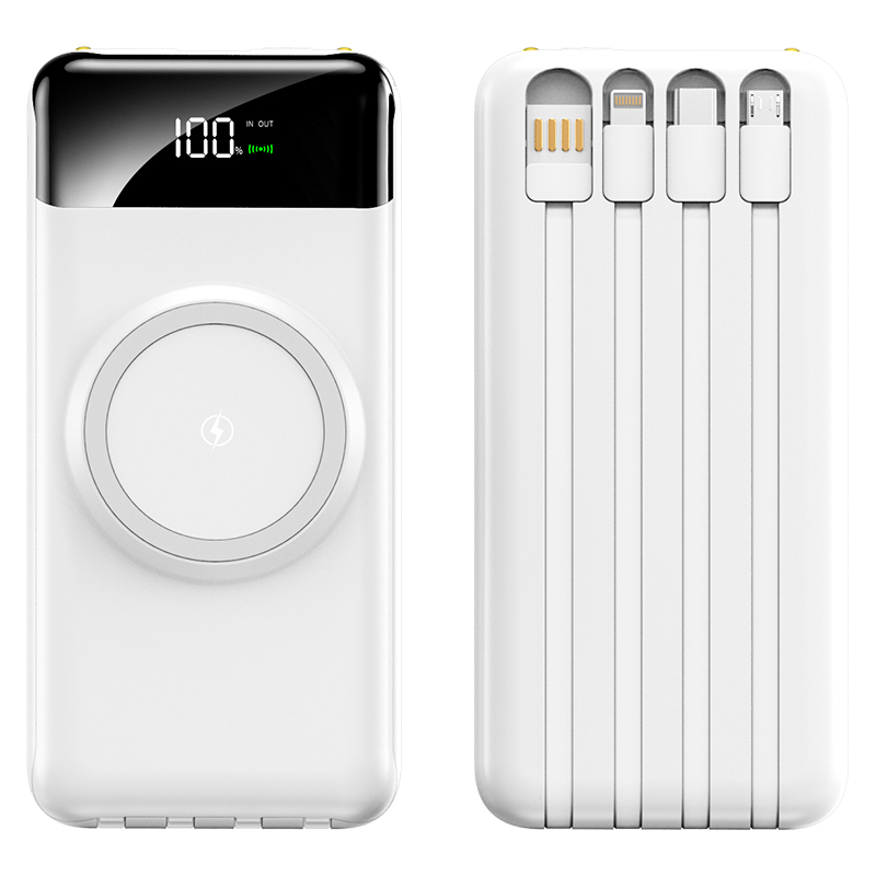 KP-711 Best-selling 10,000mAh Power Bank With Digital Battery Display Wireless Charging And 4 Built-in Cables In Stock photo 7