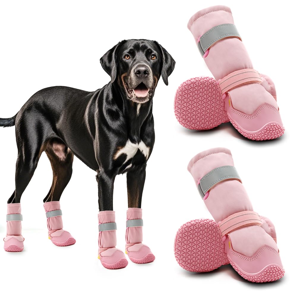 Dog Shoes For Dogs, Dog Booties For Dogs, Anti-Slip Dog Boots & Paw Protectors For Hot Pavement Winter Snow Hiking With Reflective Straps photo 1