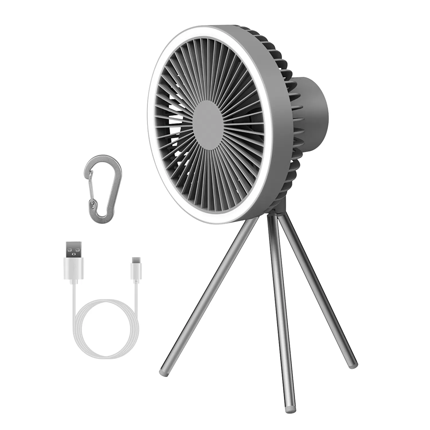 Camping Fan with Lantern 10000mAh Rechargeable Battery Powered Portable Tripod Fan for Tent with Hanging Hook photo 1