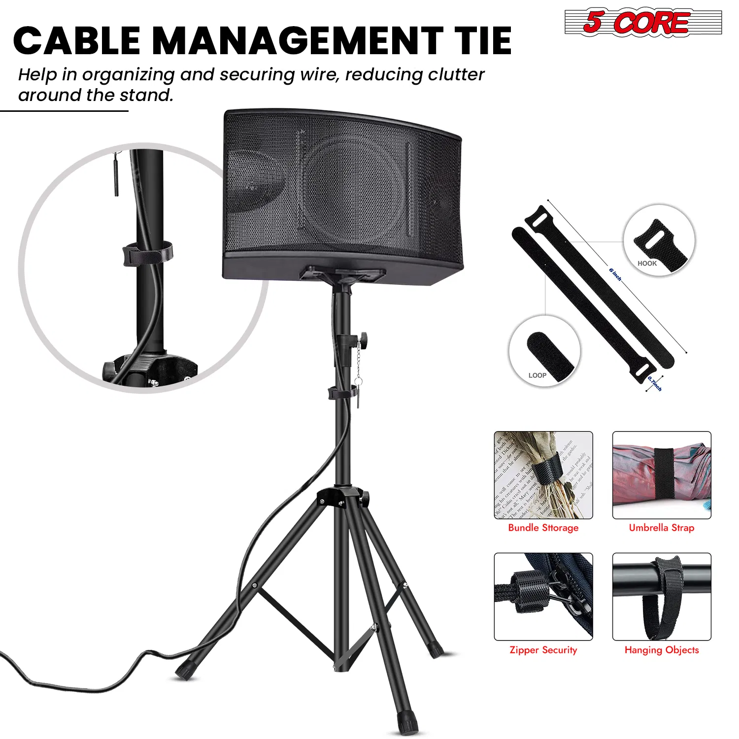 5 Core Speaker Stand Tripod Floor Heavy Duty Adjustable Up to 72 Inch DJ Studio Monitor Stands Pole Mount photo 3