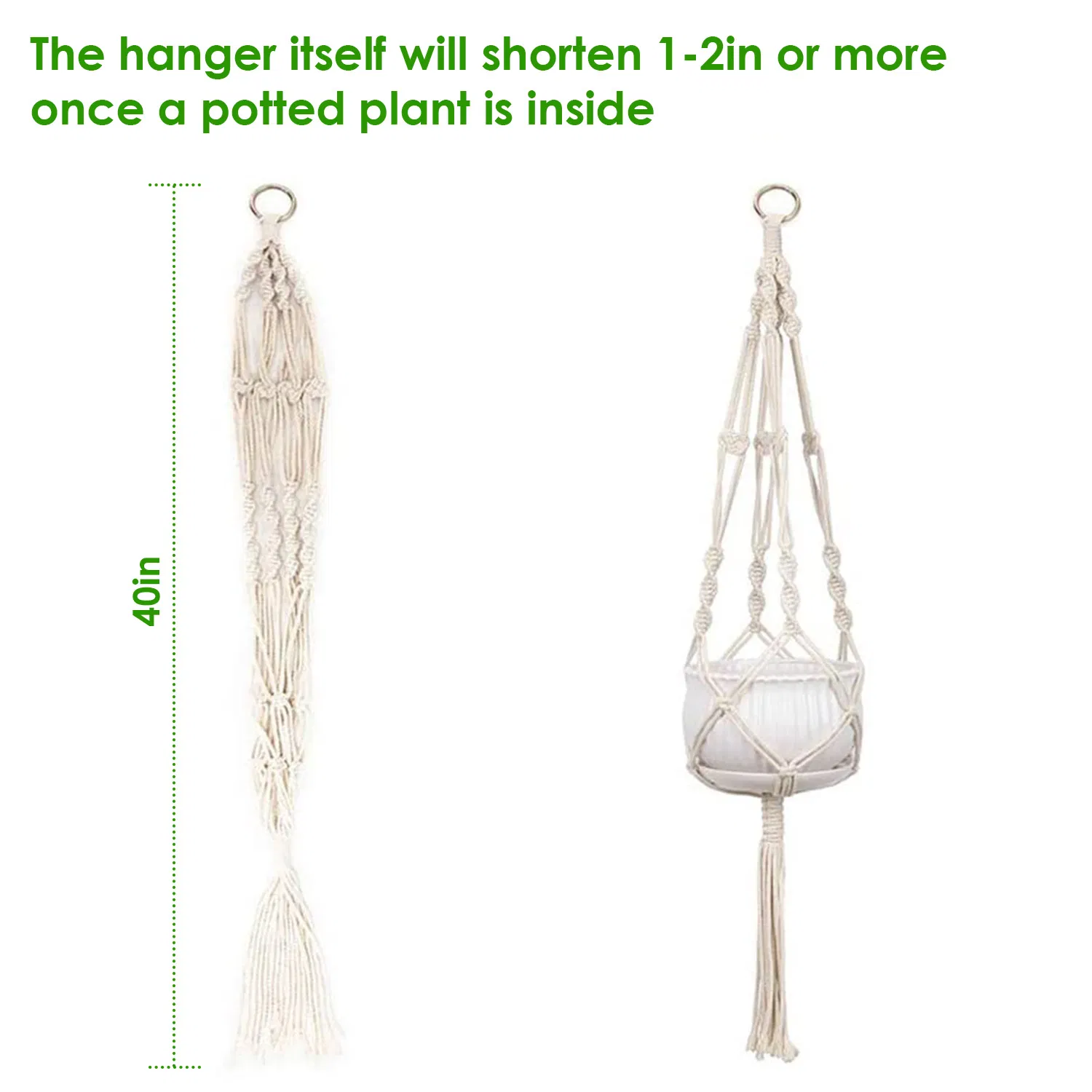 4 PCS Heavy Duty Hanging Plant Holder Natural Cotton Rope Planter Basket with Hanging Ring,Eco-Friendly Hanging Planter Basket Durable Cotton Rope Plant Hanger Space Saving for Indoor Outdoor Garden photo 6