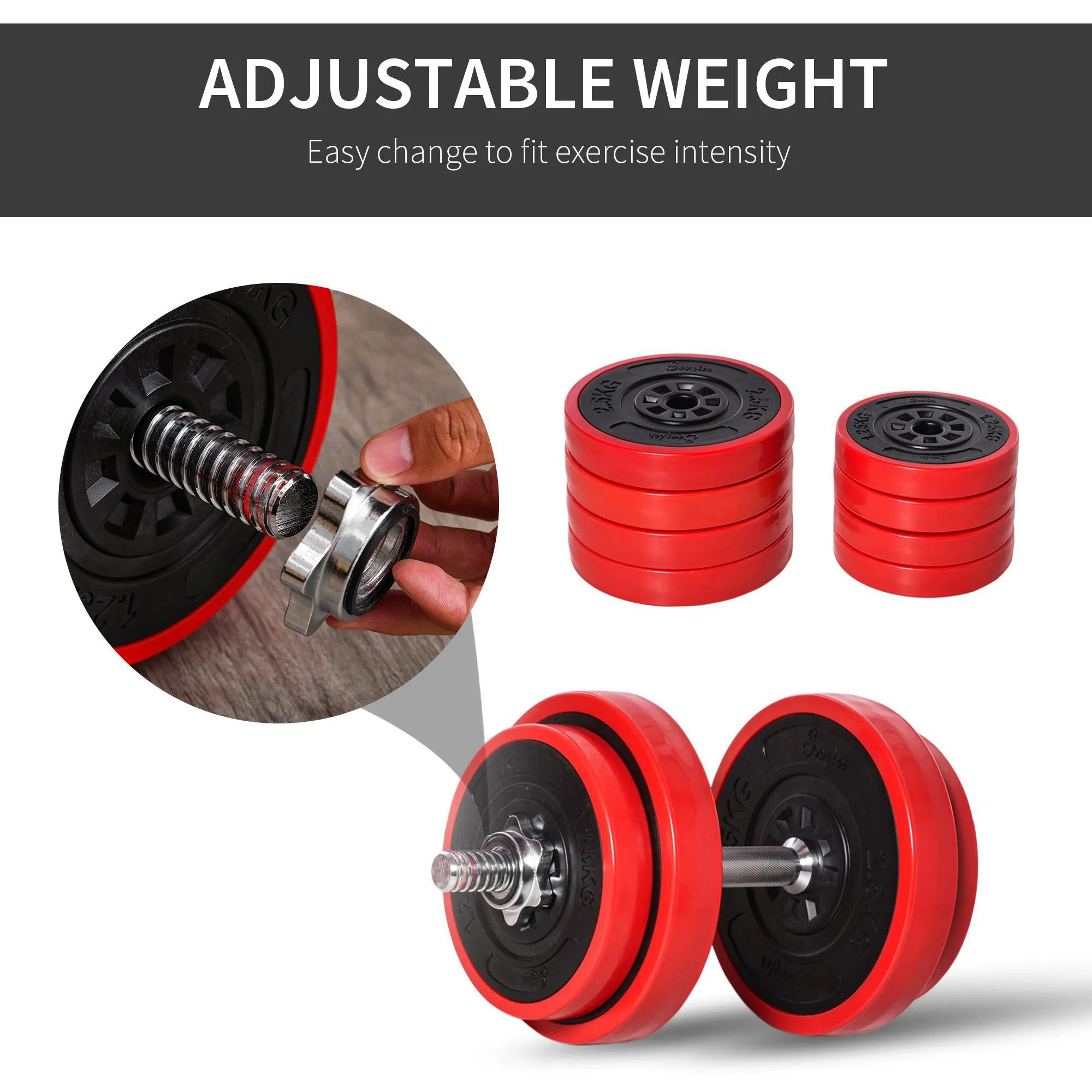 44lbs 2-In-1 Dumbbell & Barbell Adjustable Set Strength Muscle Exercise Fitness Plate Bar Clamp Rod Home Gym Sports Area photo 3