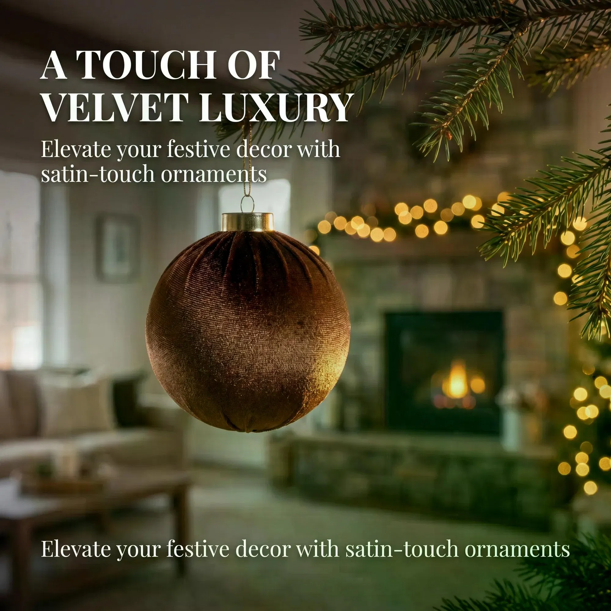 12Pcs Velvet Christmas Balls Ornaments Set, 80mm(3.15inch) Fabric Wrapped Xmas Baubles, Neutral Coffee Cream White Hanging Decorations for Christmas Tree Holiday Home Party photo 2