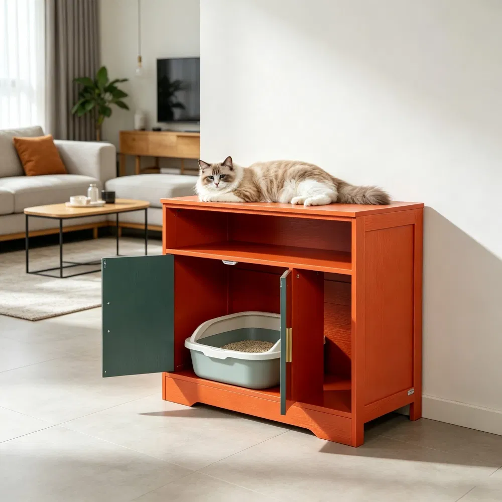 Wooden Cat Box Cabinet photo 1