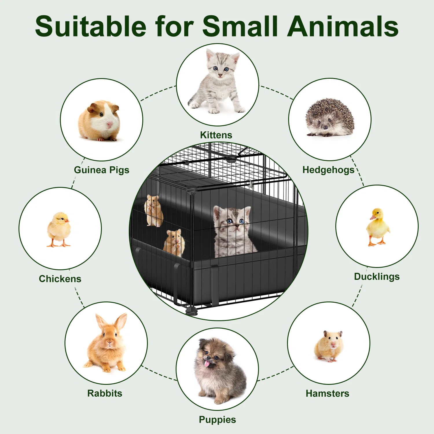 Modular Metal Small pet exercise pen DIY Multi Shape Layout, Metal Pet Enclosure Multi Tier L Square Rectangular Setup, Waterproof Protective Mat Small Animal Indoor Outdoor Cage photo 3