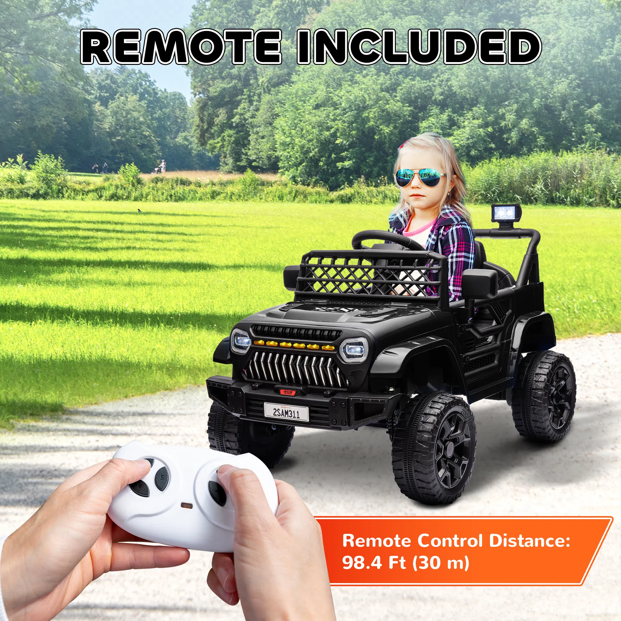 12V Ride on Truck, Electric Car for Kids with Remote Control, Suspension, 3 Speeds, USB Music Headlights, Black photo 4
