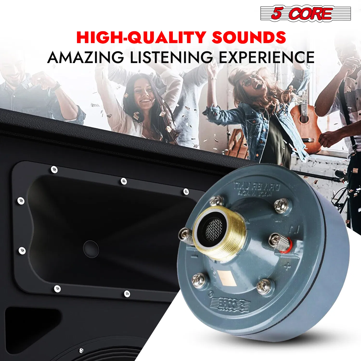 5 Core Compression Driver 2" Horn Tweeter 600W Titanium Diaphragm 16 Ohms 18 TPI All Weather Use photo 8