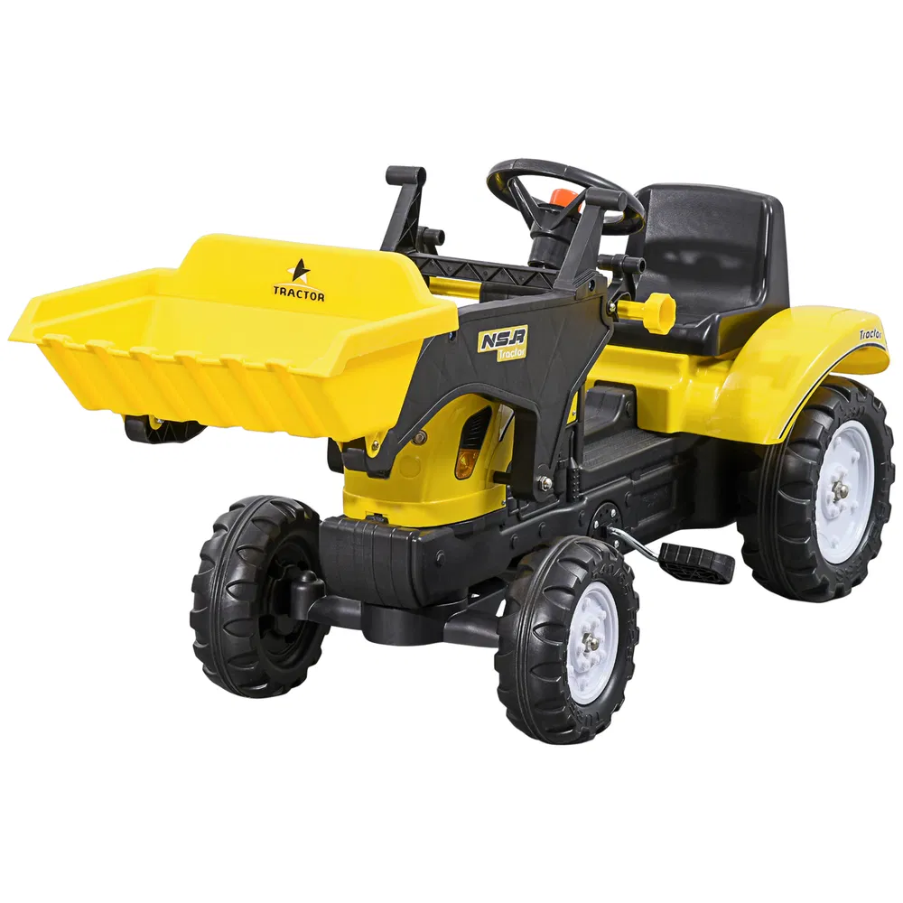Ride on Tractor for Kids, Pedal Construction Car with Front Loader Digger for 3 Year Old, Yellow photo 7