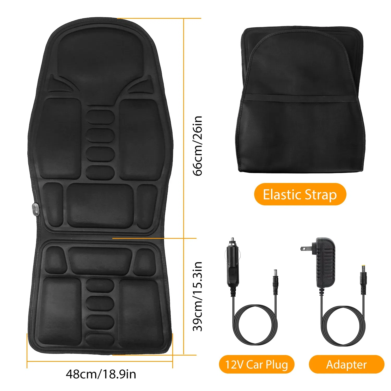 Back Massager Cushion Electric Massage Car Seat Cushion Chair Pad w/ Heating Function 8 Vibration Modes 3 Intensity Levels photo 6