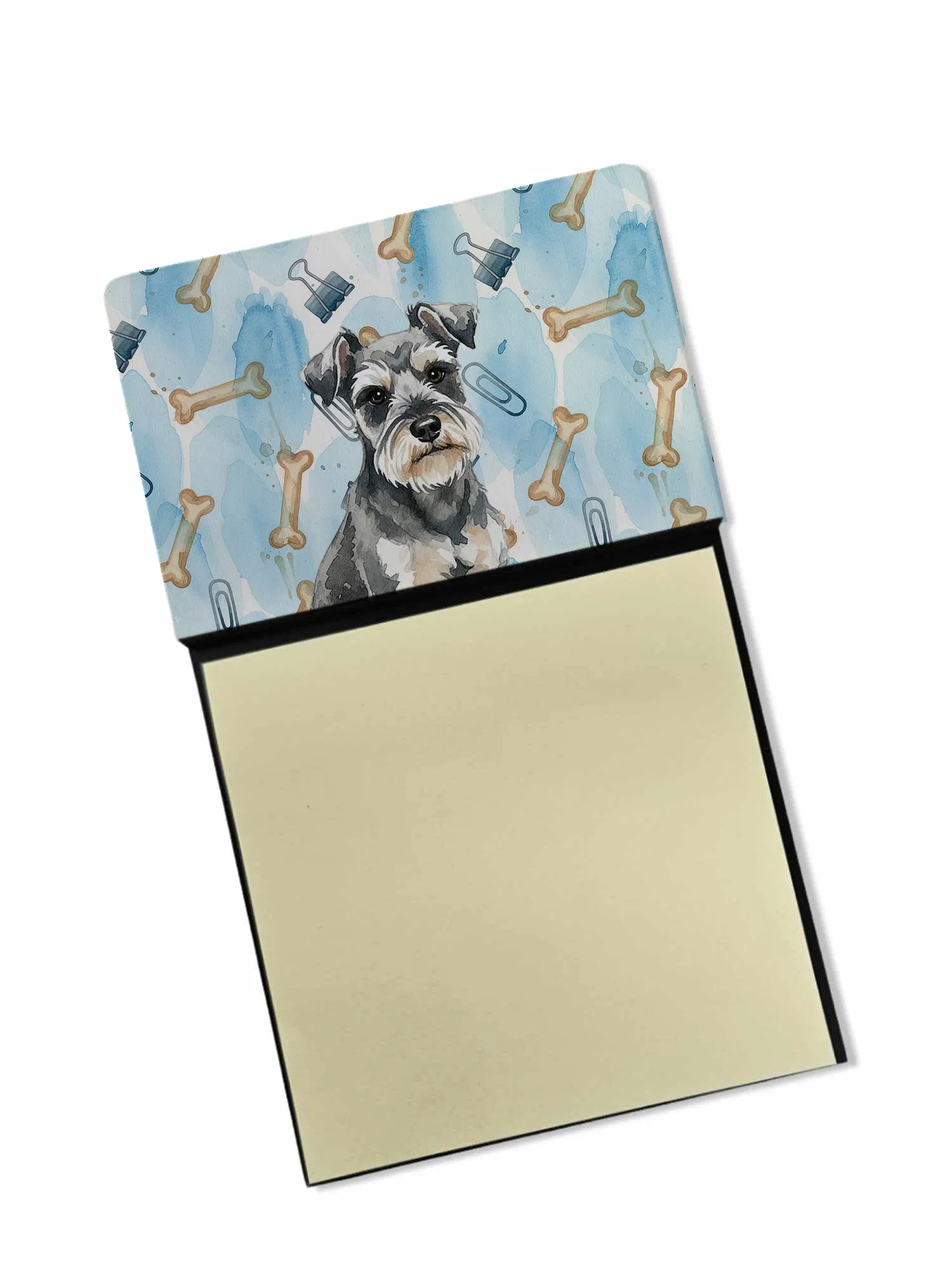 Miniature Schnauzer Coworker Watercolor Sticky Note Holder Refillable Dispenser Desk Accessory 3x3 Pad Gift photo 1