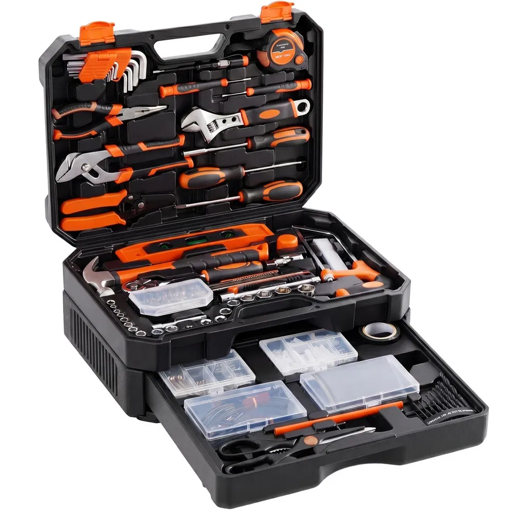 330pcs Hand Tool Set, Professional Grade, Organized Storage Case, Black-Red or Black-Yellow for Garage, Workshop& Emergency photo 8