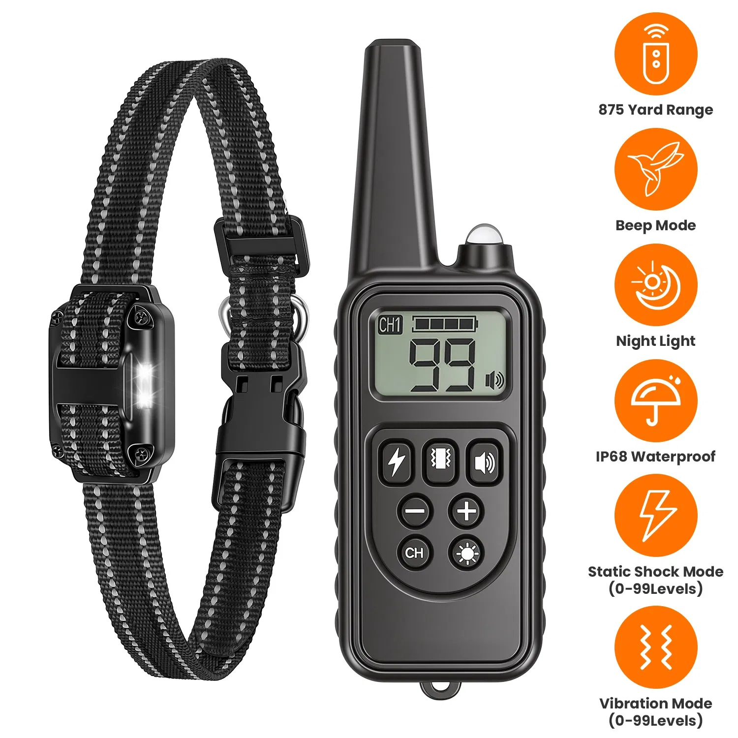 Dog Training Collar with Remote Rechargeable Dog Training Collar IP68 Waterproof with 4 Training Modes 3 Channels for Medium and Small Dogs photo 1