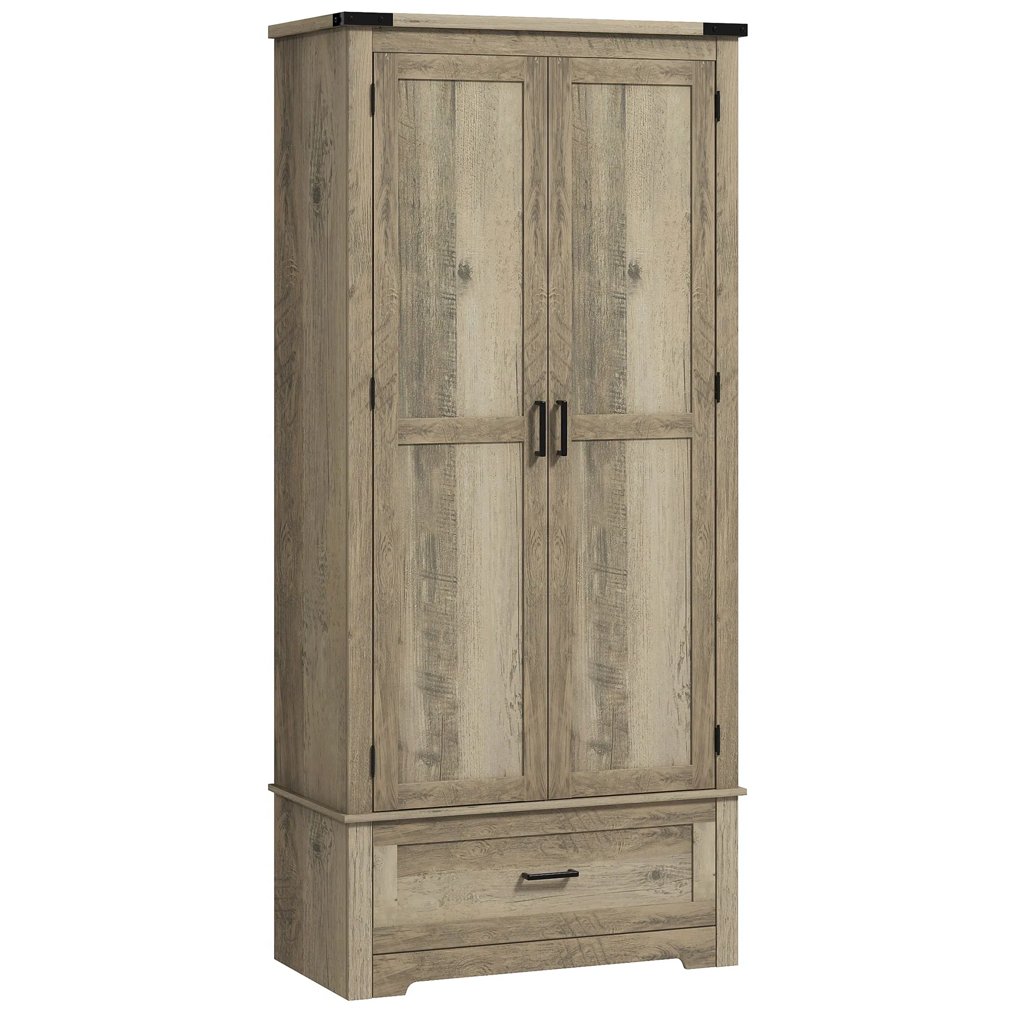 69" Tall Farmhouse Kitchen Pantry Cabinet with 2 Doors, Drawer and Adjustable Shelves, Grey photo 1