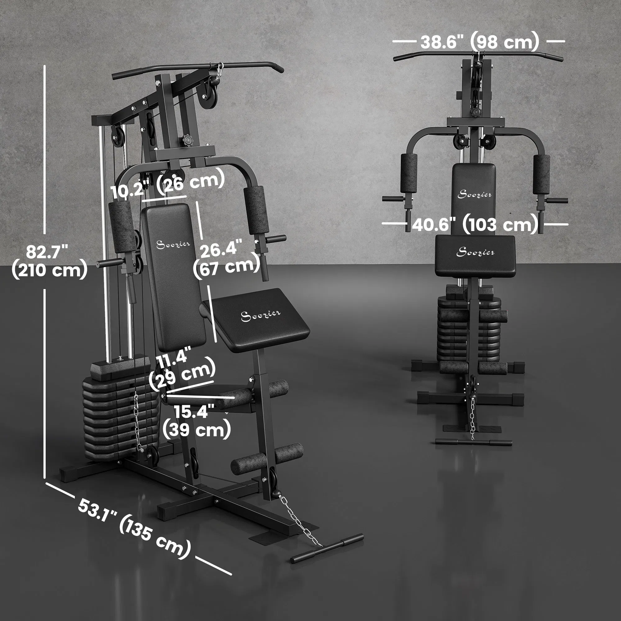 Multi-Exercise Home Gym Station with 99lbs Weight Stack, for for Back, Chest, Arms, Full Body Workout photo 2