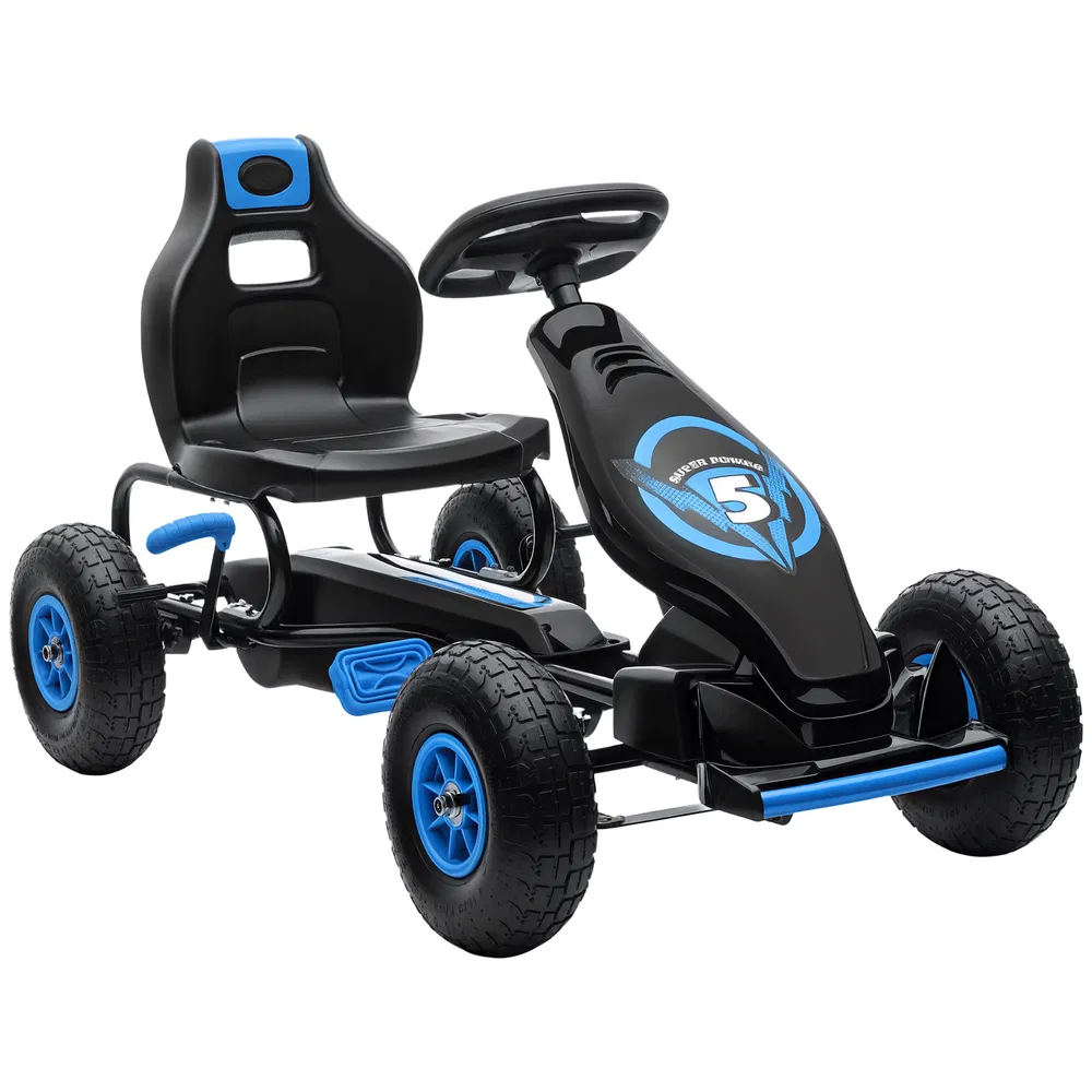 Kids Pedal Go Kart, Ride On Toys for Boys Girls with Ergonomic Adjustable Seat, Rubber Wheels Shock Absorb, Safety Hand Brake, Ages 5-12 Years Old, Blue photo 7