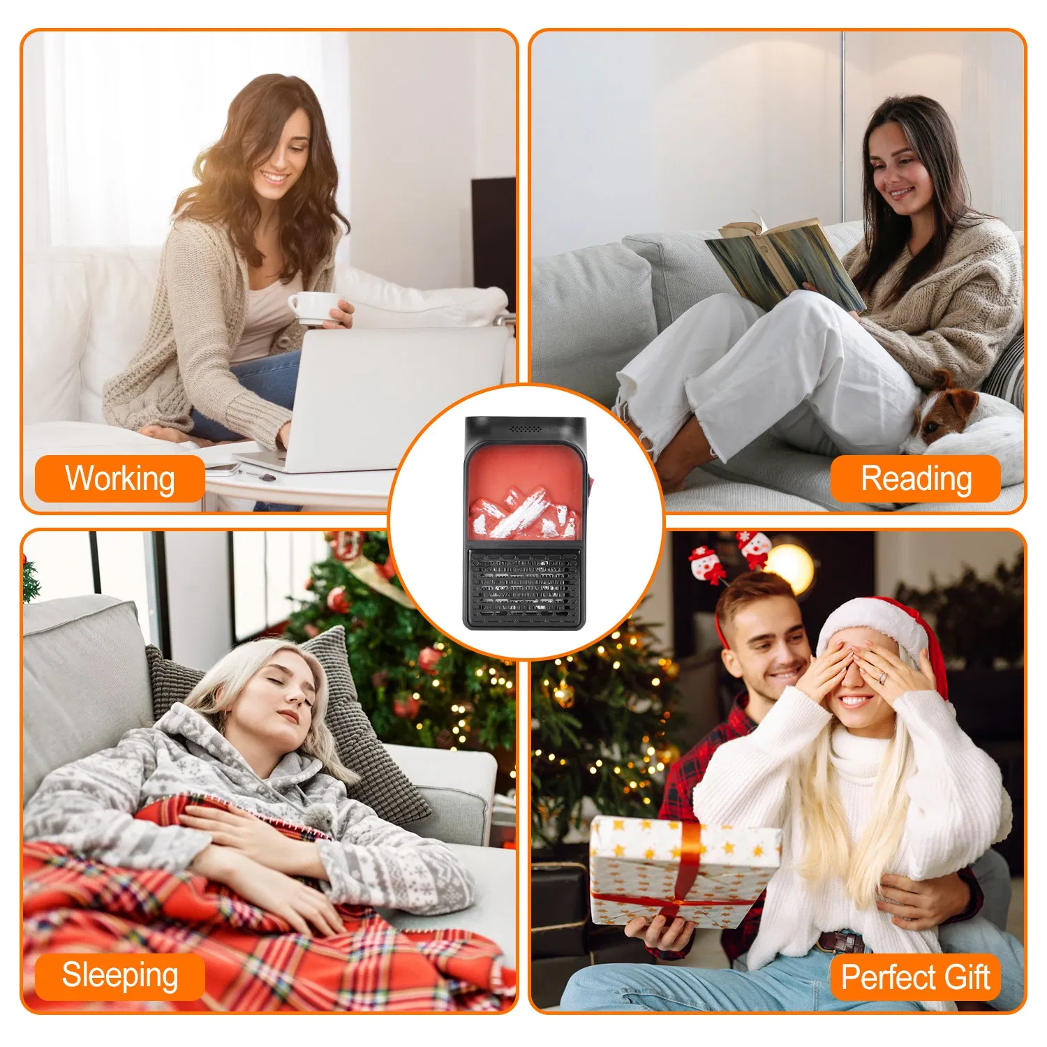 800W Plug-In Space Heater Wall Outlet Heater with 360° Rotatable Plug Adjustable Temperature 2 Wind Speeds Remote Control photo 6