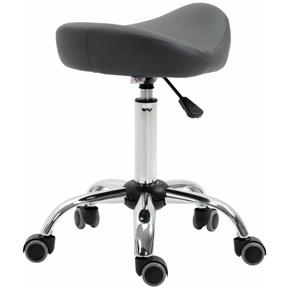 Saddle Stool, Height Adjustable Rolling Salon Chair with PU Leather for Massage, Spa, Clinic, Beauty and Tattoo, Grey photo 7