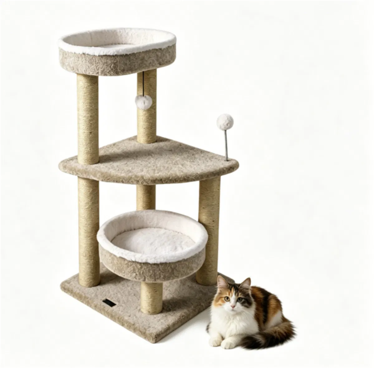 36" Compact SpaceSaving Cat Activity Center, HeavyDuty Stable Cat Climbing Furniture with Plush Rest Areas & Pompom Toy for Kittens & Adult Cats photo 1