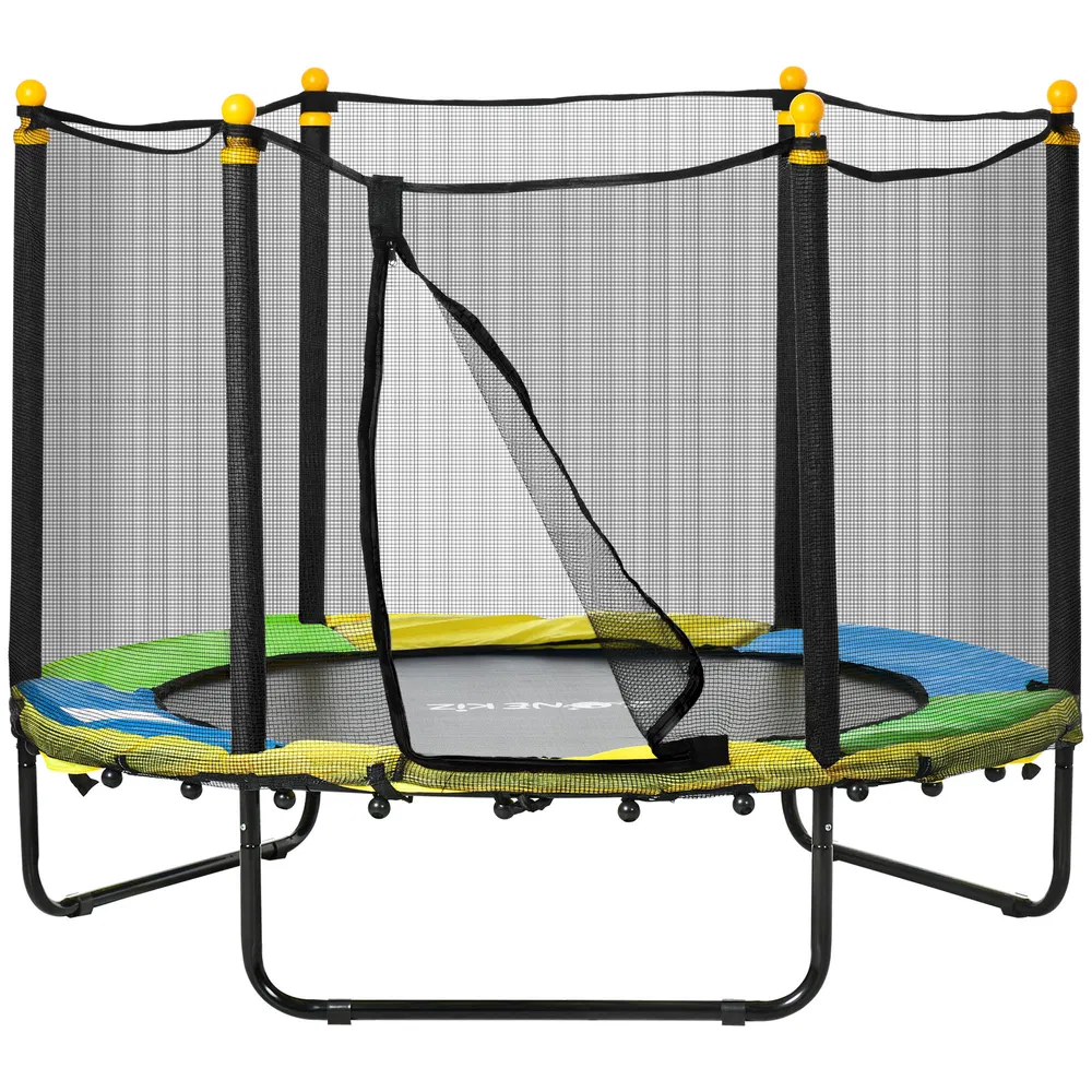 4.6FT Trampoline for Kids with Enclosure Net for Ages 3-10, Indoor Outdoor Use, Black photo 7