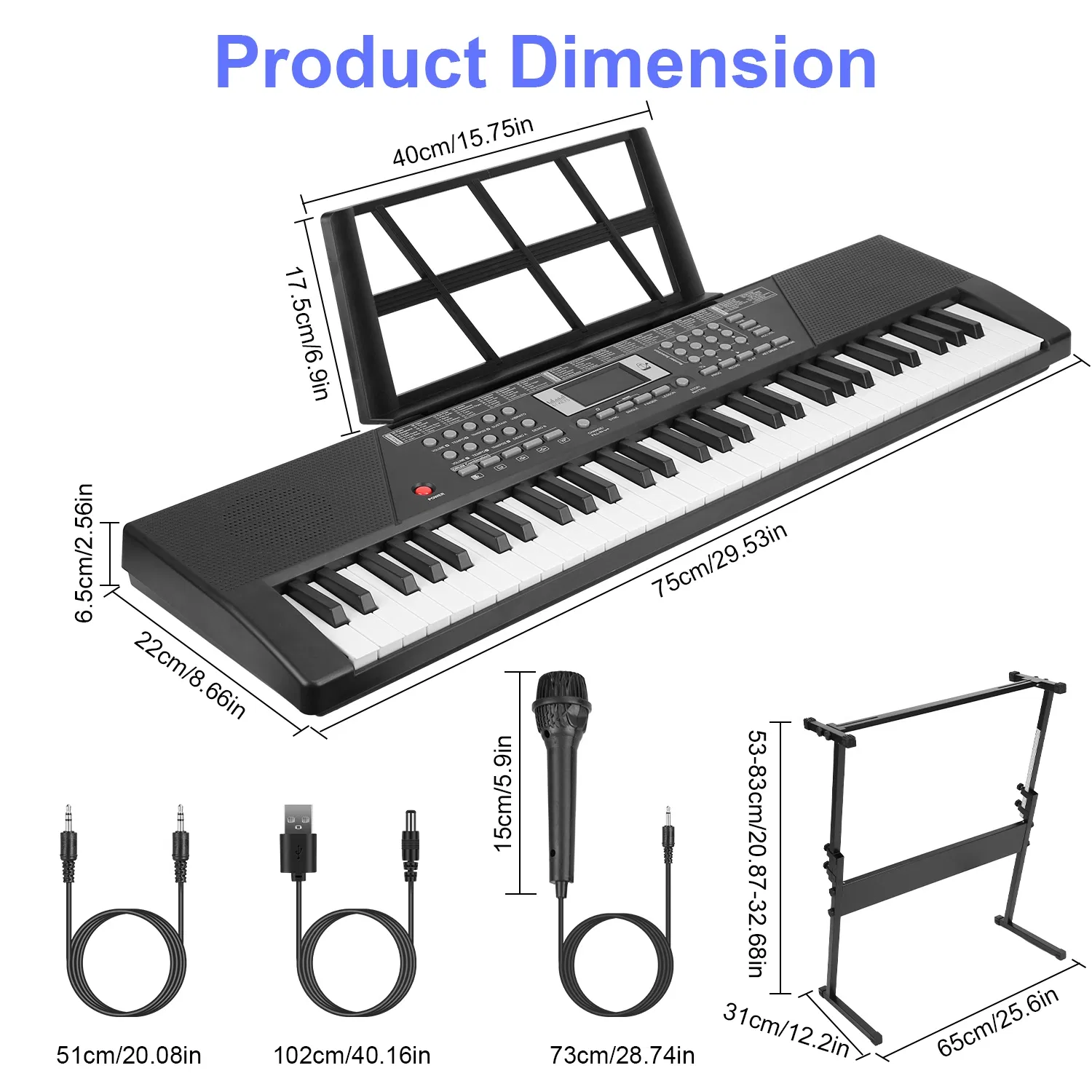 61-Key Multifunctional Piano Toy, 100 Tones & Rhythms with Microphone, Recording Function & Sheet Music Stand, Educational Keyboard for Kids Beginners photo 7