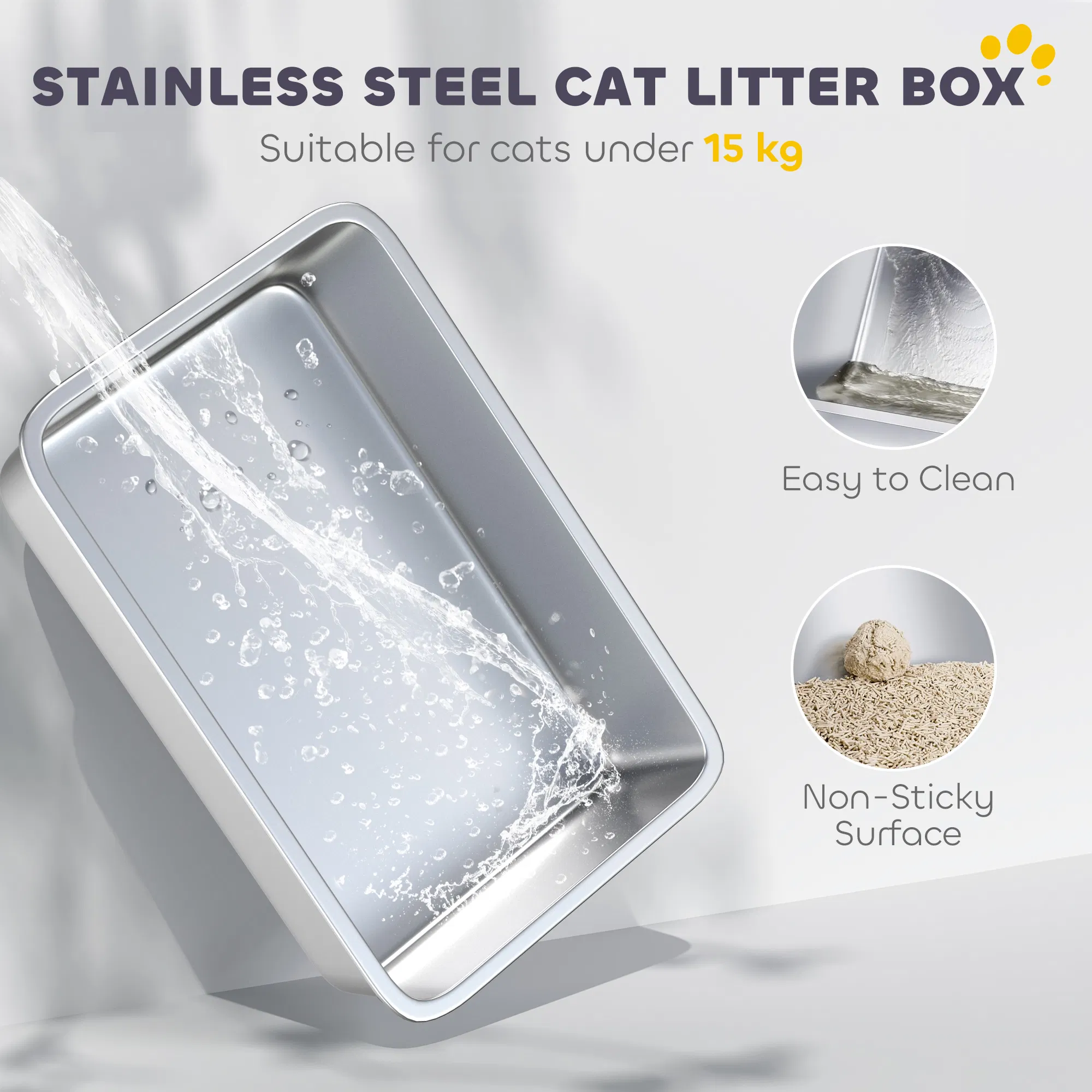 Extra Large Stainless Steel Litter Box, Enclosed Kitty Litter Box for Big Cats with Scoop, Deodorizer Bag photo 6