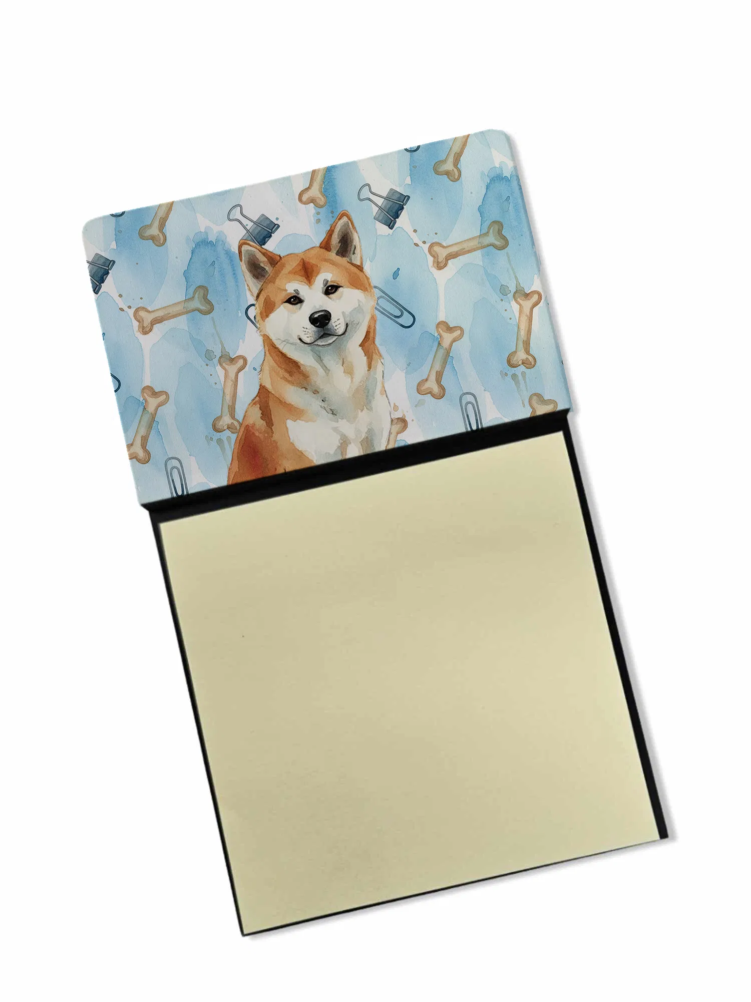 Red Akita Coworker Watercolor Sticky Note Holder Refillable Dispenser Desk Accessory 3x3 Pad Gift photo 1