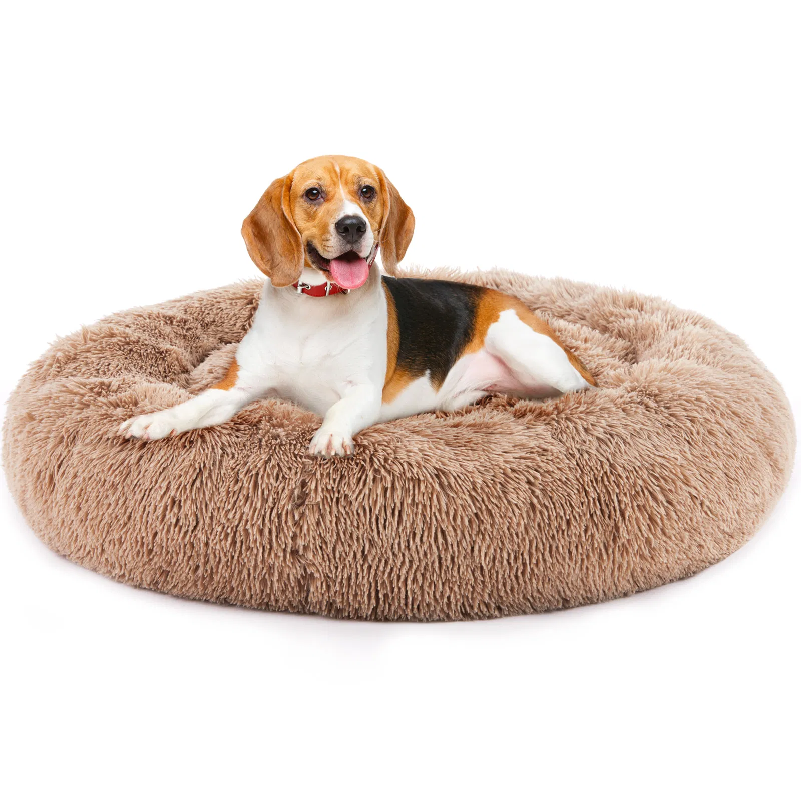 24 Inch Anti-Slip Round Fluffy Plush Faux Fur Cat Bed, Fits up to 25 lbs Pets photo 3