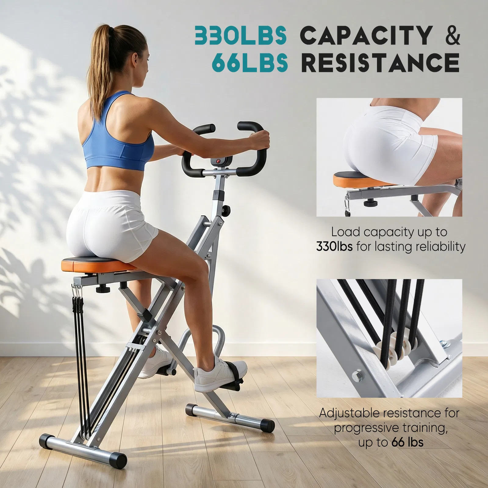 Home squat machine, a 330-pound weight-bearing lower body exercise equipment with adjustable resistance, foldable fitness machine photo 5
